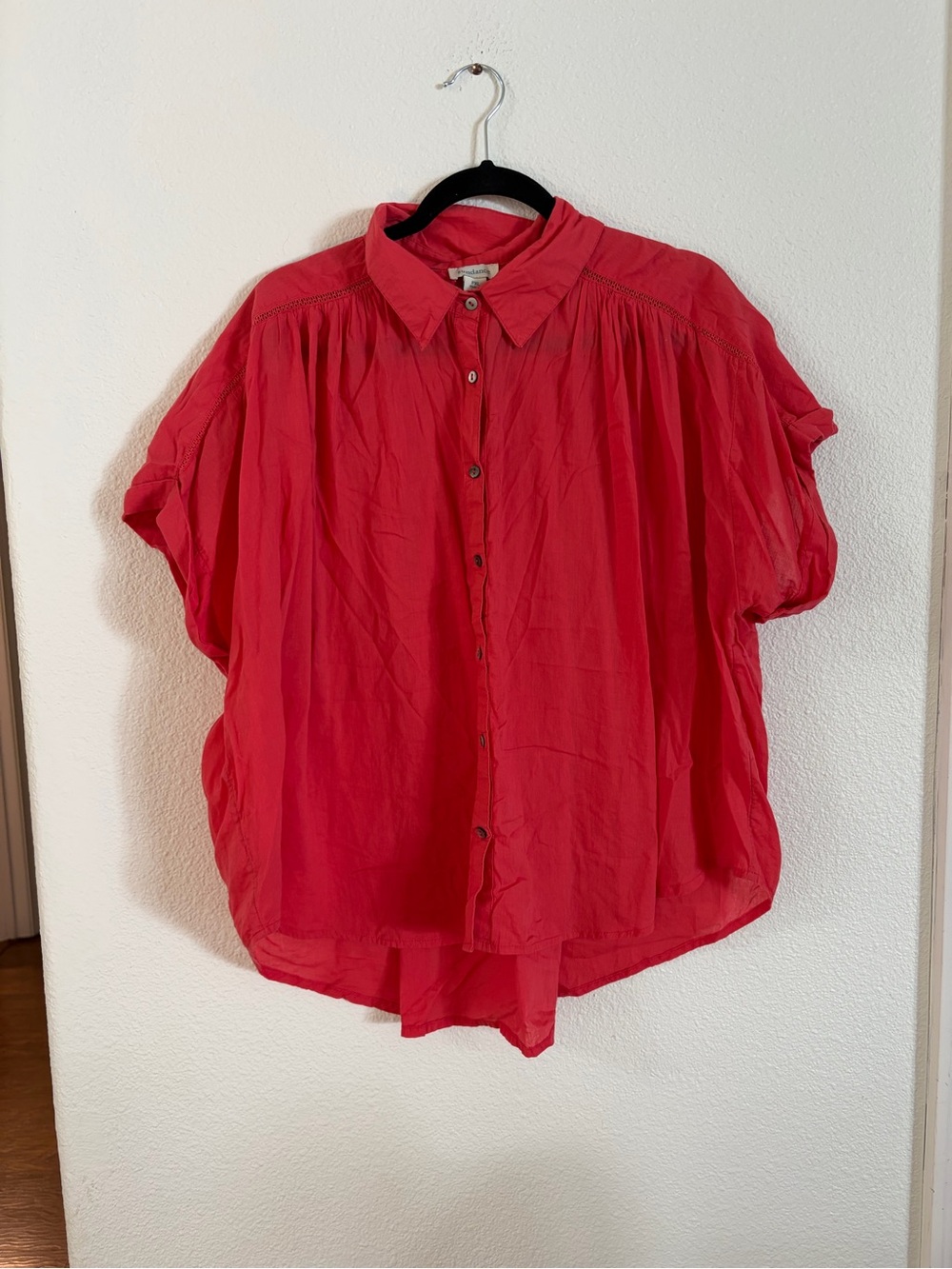 Sundance coral pink button up blouse size petite XL